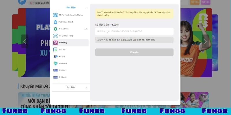 Hướng dẫn nạp tiền FUN88 chuẩn chỉnh
